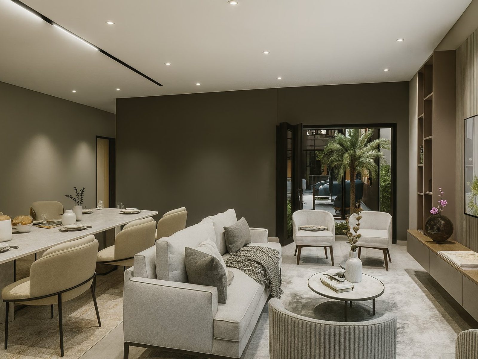 Open-plan living, opening to the private garden.