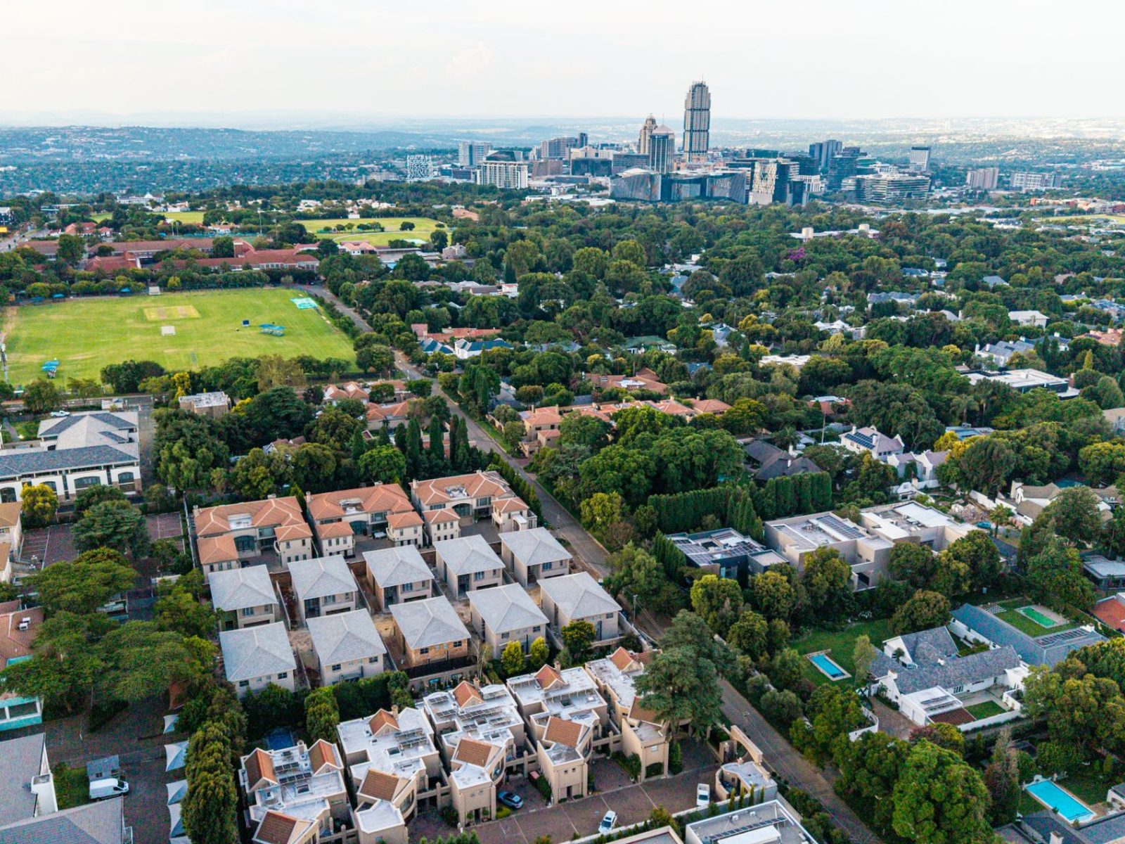 Illovo, with Sandton CBD on the skyline.